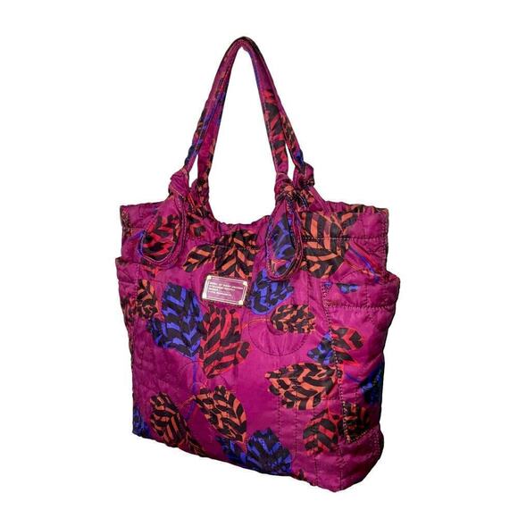 Marc By Marc Jacobs Handbags - Marc by Marc Jacobs Tate Large Leaves-Print Nylon Shopping Beach Tote Purple